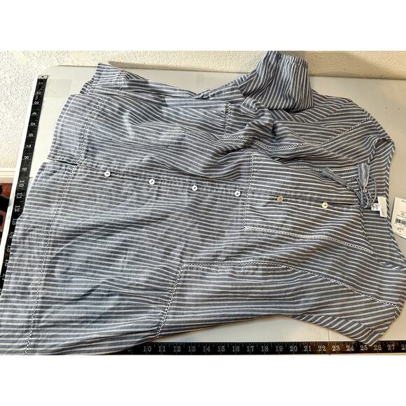 J.Jill Women’s 3X Tie-Front Top Seaport/White Stripe 100% Cotton Long Sleeve NWT - Picture 8 of 10